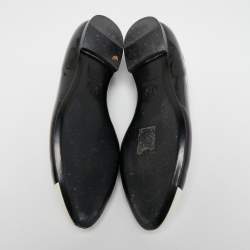 Chanel Black/White Patent Leather Cap Toe CC Ballet Flats Size 38