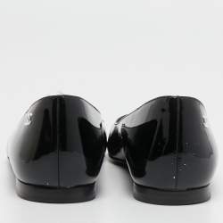 Chanel Black/White Patent Leather Cap Toe CC Ballet Flats Size 38