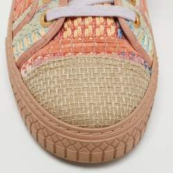 Pre Owned Chanel Multicolor Tweed CC Low Top Sneakers Size 37