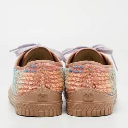 Pre Owned Chanel Multicolor Tweed CC Low Top Sneakers Size 37