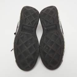 Pre Owned Chanel Black Black/Dark Grey  Suede Interlocking CC Logo Sneakers Size 39