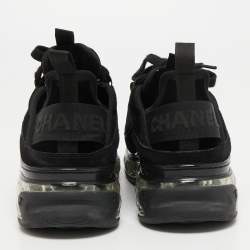 Pre Owned Chanel Black Black/Dark Grey  Suede Interlocking CC Logo Sneakers Size 39