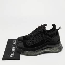 Pre Owned Chanel Black Black/Dark Grey  Suede Interlocking CC Logo Sneakers Size 39