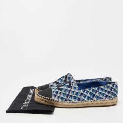 Pre Owned Chanel Two Tone Tweed  CC Espadrille Flats Size 40