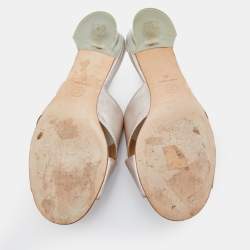 Chanel Metallic Beige Leather Cross Strap Slide Sandals Size 39