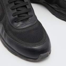 Chanel Black Leather and Mesh CC Low Top Sneakers Size 40
