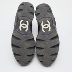 Chanel Black Leather and Mesh CC Low Top Sneakers Size 40