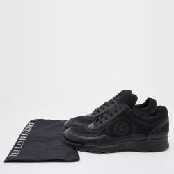Chanel Black Leather and Mesh CC Low Top Sneakers Size 40