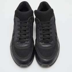 Chanel Black Leather and Mesh CC Low Top Sneakers Size 40