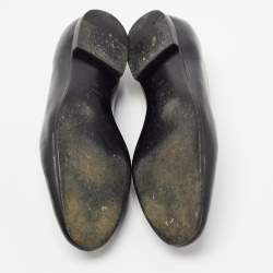 Pre Owned Chanel Black Leather CC Smoking Slippers Size 36