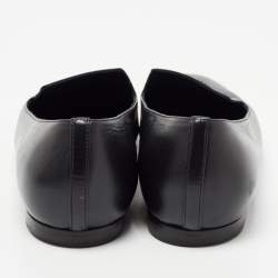 Pre Owned Chanel Black Leather CC Smoking Slippers Size 36