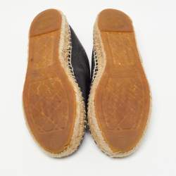 Pre Owned Chanel Black Leather CC Espadrille Flats Size 36