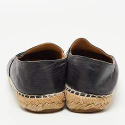 Pre Owned Chanel Black Leather CC Espadrille Flats Size 36