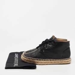 Pre Owned Chanel Black Leather CC Espadrille High Top Sneakers Size 36