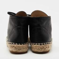 Pre Owned Chanel Black Leather CC Espadrille High Top Sneakers Size 36