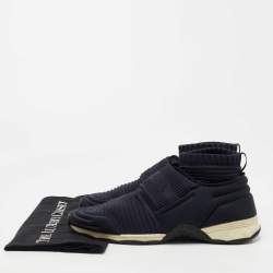 Pre Owned Chanel Black Stretch Fabric High Top Socks Sneakers Size 41 