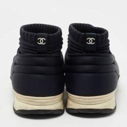 Pre Owned Chanel Black Stretch Fabric High Top Socks Sneakers Size 41 
