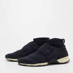 Pre Owned Chanel Black Stretch Fabric High Top Socks Sneakers Size 41 