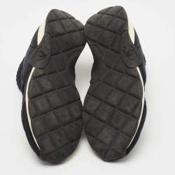 Pre Owned Chanel Black Stretch Fabric High Top Socks Sneakers Size 41 