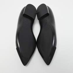 Chanel Black Leather and Canvas Cap Toe Ballet Flats Size 36