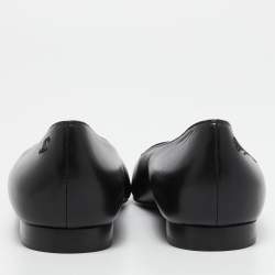 Chanel Black Leather and Canvas Cap Toe Ballet Flats Size 36