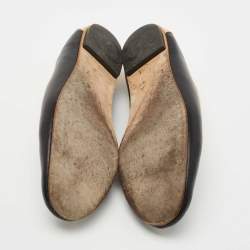 Chanel Black/Beige Leather CC Smoking Slippers Size 36.5