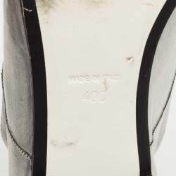 Chanel Grey/Black Leather CC Pointed Toe Derby Size 40