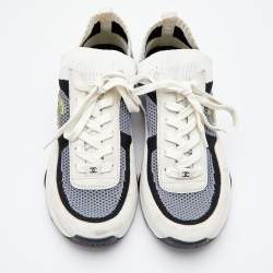 Pre Owned Chanel Multicolor Knit Fabric and Suede CC Trainer Low Top Sneakers Size 41