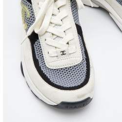Pre Owned Chanel Multicolor Knit Fabric and Suede CC Trainer Low Top Sneakers Size 41