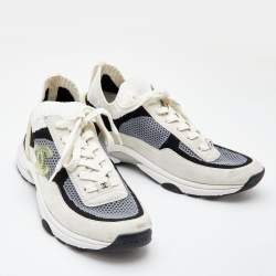 Pre Owned Chanel Multicolor Knit Fabric and Suede CC Trainer Low Top Sneakers Size 41