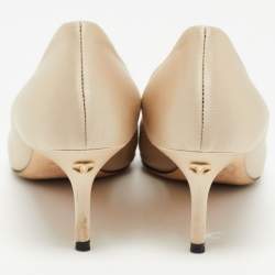 Chanel Beige/Black Satin CC Cap Toe Pumps Size 39