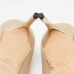 Chanel Beige/Black Satin CC Cap Toe Pumps Size 39