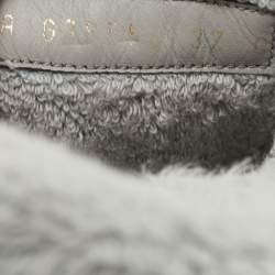 Chanel Grey/White Fabric CC Platform Slides Size 37