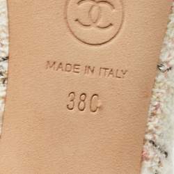 Pre Owned Chanel Multicolor Tweed and Leather CC Cap Toe Pumps Size 38