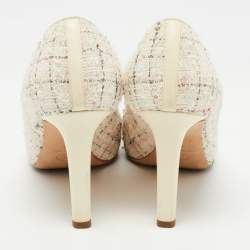 Pre Owned Chanel Multicolor Tweed and Leather CC Cap Toe Pumps Size 38
