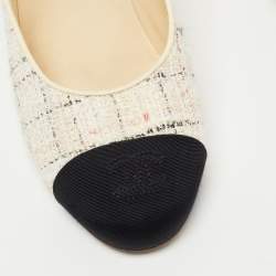 Pre Owned Chanel Multicolor Tweed and Leather CC Cap Toe Pumps Size 38