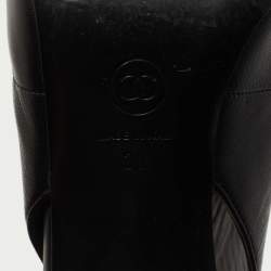 Pre Owned Chanel Black Leather CC Cutout Ankle Strap Sandals Size 39