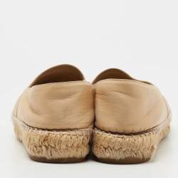 Chanel Beige/Black Leather CC Espadrille Flats Size 38