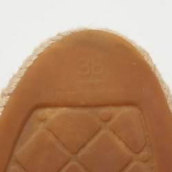 Chanel Beige/Black Leather CC Espadrille Flats Size 38