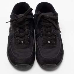 Pre Owned Chanel Black Suede and Nylon CC Sneakers Size 41