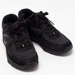 Pre Owned Chanel Black Suede and Nylon CC Sneakers Size 41