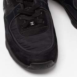 Pre Owned Chanel Black Suede and Nylon CC Sneakers Size 41