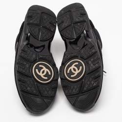 Pre Owned Chanel Black Suede and Nylon CC Sneakers Size 41