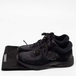 Pre Owned Chanel Black Suede and Nylon CC Sneakers Size 41