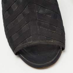 Pre Owned Chanel Black Mesh and Canvas CC Mules Size 41