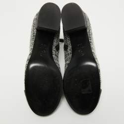 Chanel Grey Embellished Tweed Faux Pearl Ankle Boots Size 38.5
