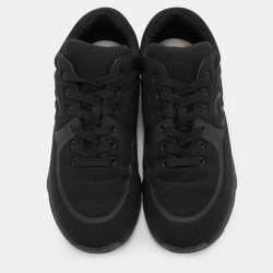 Chanel Black Neoprene Fabric CC Low Top Sneakers Size 38
