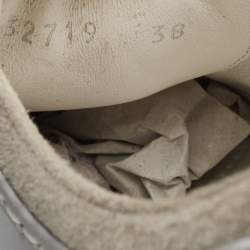 Pre Owned Chanel Grey/Silver Suede and Leather Low Top Sneakers Size 38