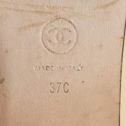 مملوكة مسبقًا Chanel Beige/Black Leather CC Ballet Flats Size 37