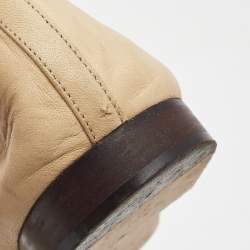 مملوكة مسبقًا Chanel Beige/Black Leather CC Ballet Flats Size 37